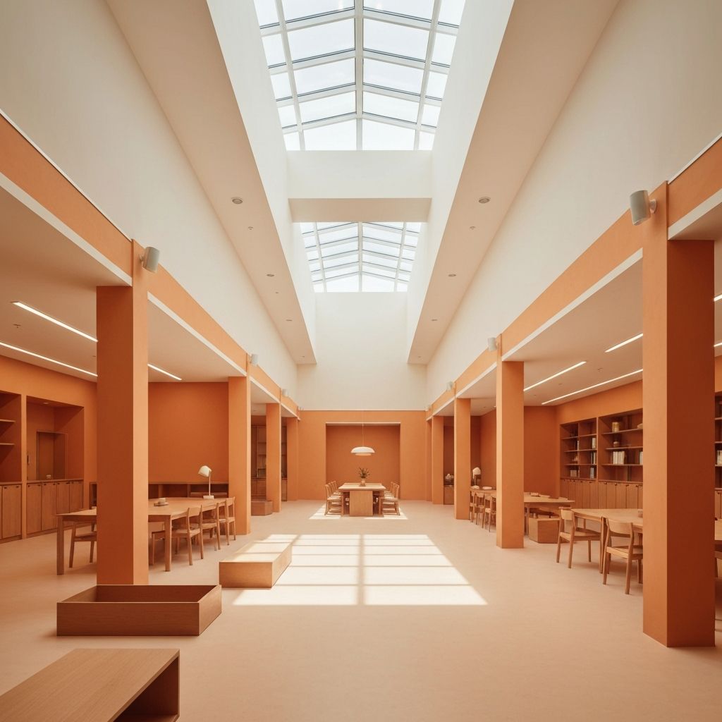 Clean, minimal institutional interior space